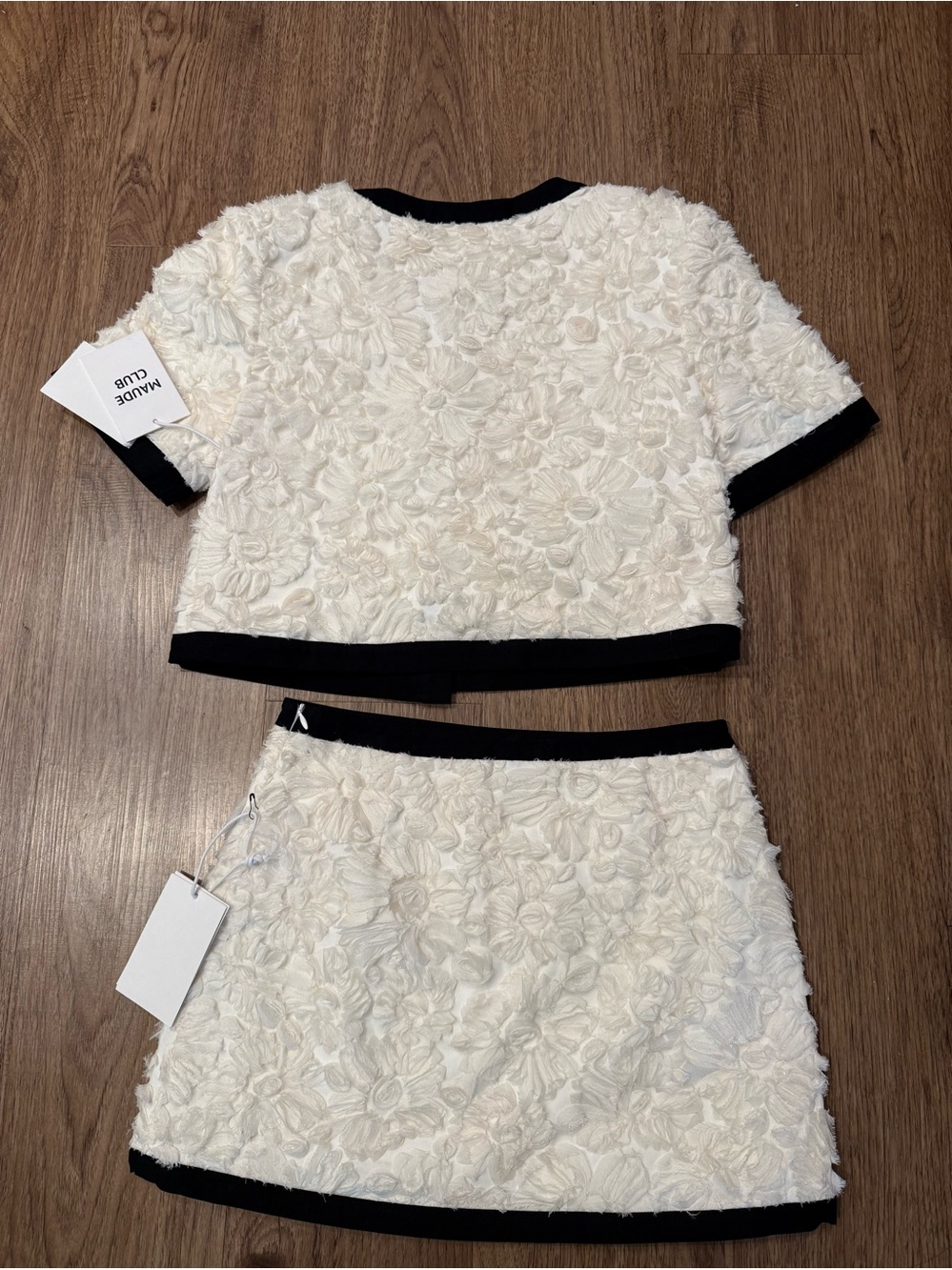 MAUDE CLUB Eugenie Jacket & Victoria Two-Piece Skirt Set White/Black Size S NWT - Picture 4 of 7